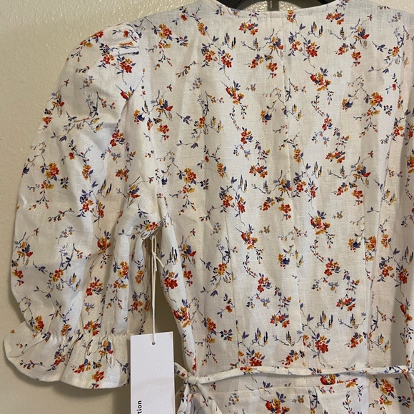 Reformation Floral Wrap Mini Dress - White and Pink - Picture 13 of 14